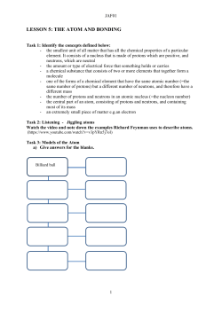 LESSON 5:THE ATOM AND BONDING (adapted from A