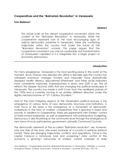 Cooperatives and the &ldquo;Bolivarian Revolution&rdquo; in Venezuela