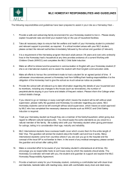 MLC HOMESTAY RESPONSIBILITIES AND GUIDELINES