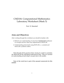 CM2104: Computational Mathematics Laboratory Worksheet (Week 5)