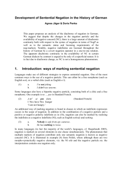 Development of Sentential Negation in the History of German 1