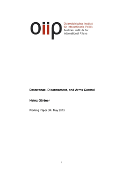 Deterrence, Disarmament, and Arms Control Heinz G&auml;rtner