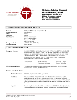 Ninhydrin Solution (Reagent Alcohol Formula) MSDS