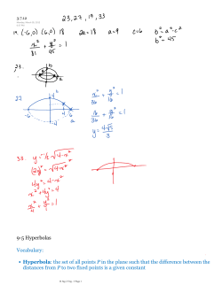 9-5 Hyperbolas Vocabulary: Hyperbola: the set of