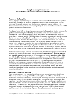 Sample Learning Outcomes for Research Ethics Education in