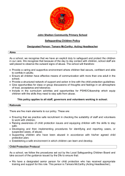 John Shelton Community Primary School Safeguarding Children