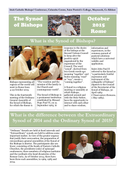 The Synod of Bishops October 2015 Rome