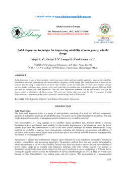 Solid dispersion technique for improving solubility of some poorly