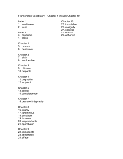 Frankenstein Vocabulary &ndash; Through Chapter 10