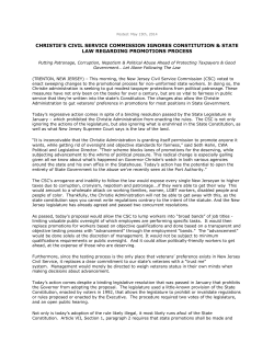 CHRISTIE`S CIVIL SERVICE COMMISSION IGNORES