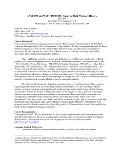 AAST4990 and WMST4500/5000: Topics in Black Women`s History