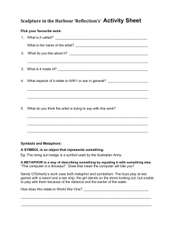 Sculpture in the Harbour `Reflection`s` Activity Sheet