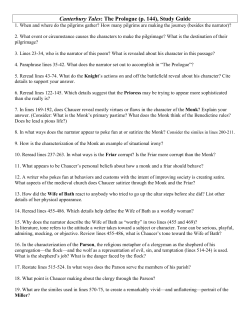 Canterbury Tales: The Prologue (p. 144), Study Guide