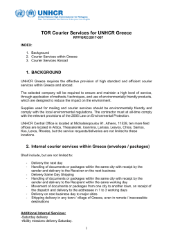 TOR Courier Services for UNHCR Greece