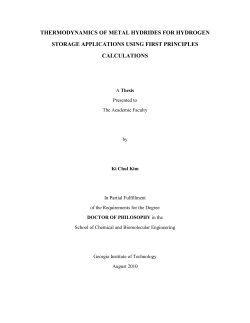 THERMODYNAMICS OF METAL HYDRIDES FOR HYDROGEN