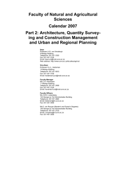 Architecture, Quantity Survey - University of the Free State