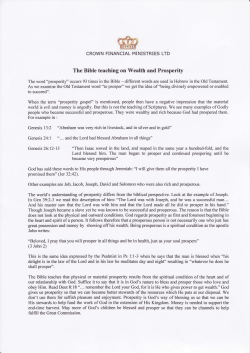 The Bible teaching on Wealth and Prosperity