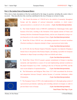 Test 1 - Junior High European History ANSWER KEY