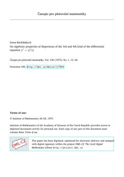 Časopis pro pěstov&aacute;n&iacute; matematiky - DML-CZ