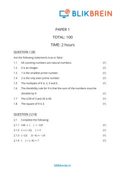 PAPER 1 TOTAL: 100 TIME: 2 hours