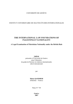 The international law foundations of Palestinian nationality