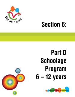Part D Schoolage Program 6 &ndash; 12 years Section 6
