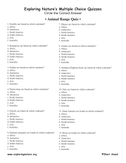 Exploring Nature`s Multiple Choice Quizzes • Animal Range Quiz •