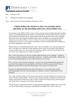 Clinton defines the election as clear cut economic choice and those