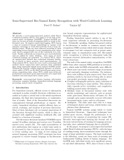 Semi-Supervised Bio-Named Entity Recognition with Word