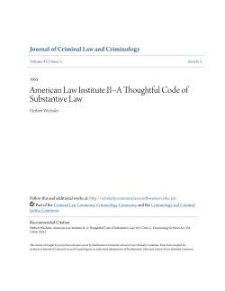 A Thoughtful Code of Substantive Law