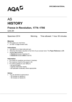 AS History Specimen question paper Paper 2H