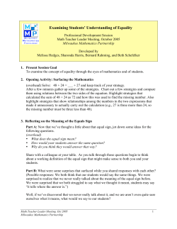 Examining Students` Understanding of Equality