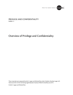 Overview of Privilege and Confidentiality