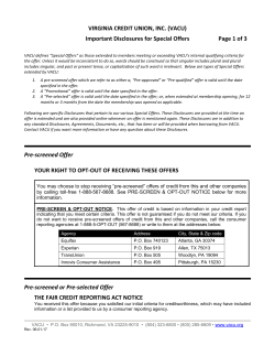 Disclosures for Special Offers