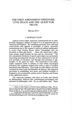 THE FIRST AMENDMENT FREEDOMS, CIVIL PEACE AND THE