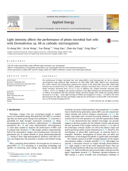 Light intensity affects the performance of photo microbial fuel cells