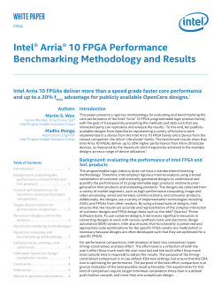 Intel Arria 10 Performance Benchmarking Methodology and Results