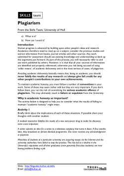 Plagiarism - University of Hull