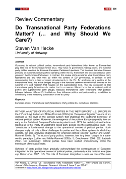 Do Transnational Party Federations Matter? (&hellip; and Why Should We