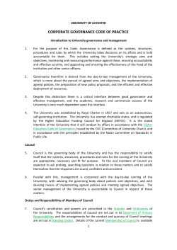 Corporate Governance - Code of Practice