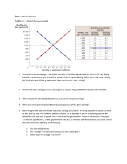 Price controls practice Problem 1 &ndash; Market for apartments 1. You