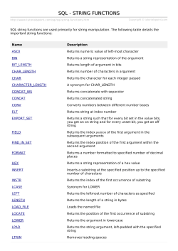 SQL String Functions