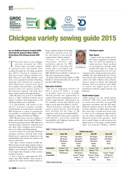 Chickpea variety sowing guide 2015