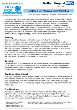Lactose Free Weaning Diet Information