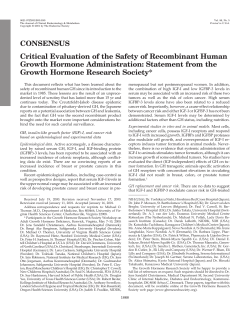 Critical Evaluation of the Safety of Recombinant Human Growth