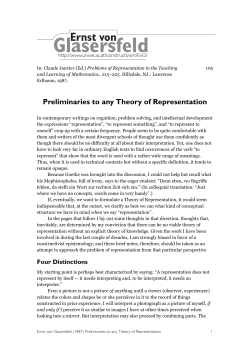 Preliminaries to any Theory of Representation