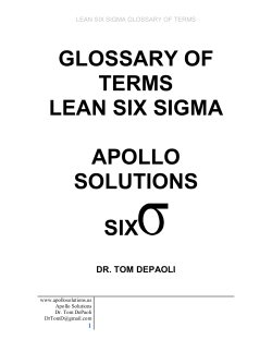 GLOSSARY OF TERMS LEAN SIX SIGMA APOLLO SOLUTIONS SIX