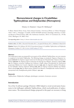 Nomenclatural changes in Cicadellidae