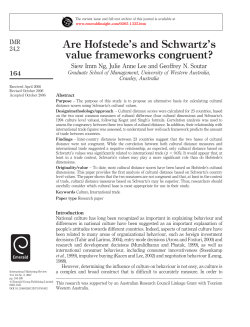 Are Hofstede`s and Schwartz`s value frameworks congruent?