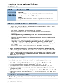 Intercultural Communication and Reflection